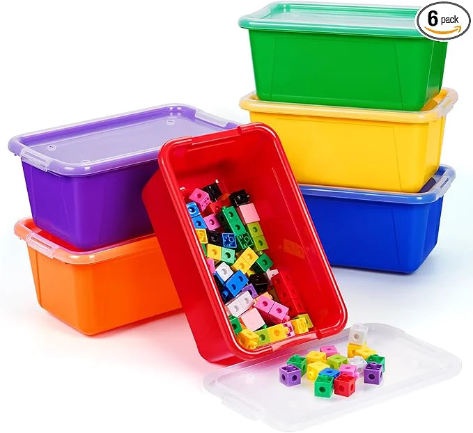 Trendy GAMENOTE 6 Quart Storage Bins with Lids 6 Pack Rainbow Plastic Latching Box for Classroom Kids Toy Storage Opaque Stackable Shoe Box Size Containers for STEM Morning Tubs Crafts Building BlocksAbout ThisOverview Carefully Designed