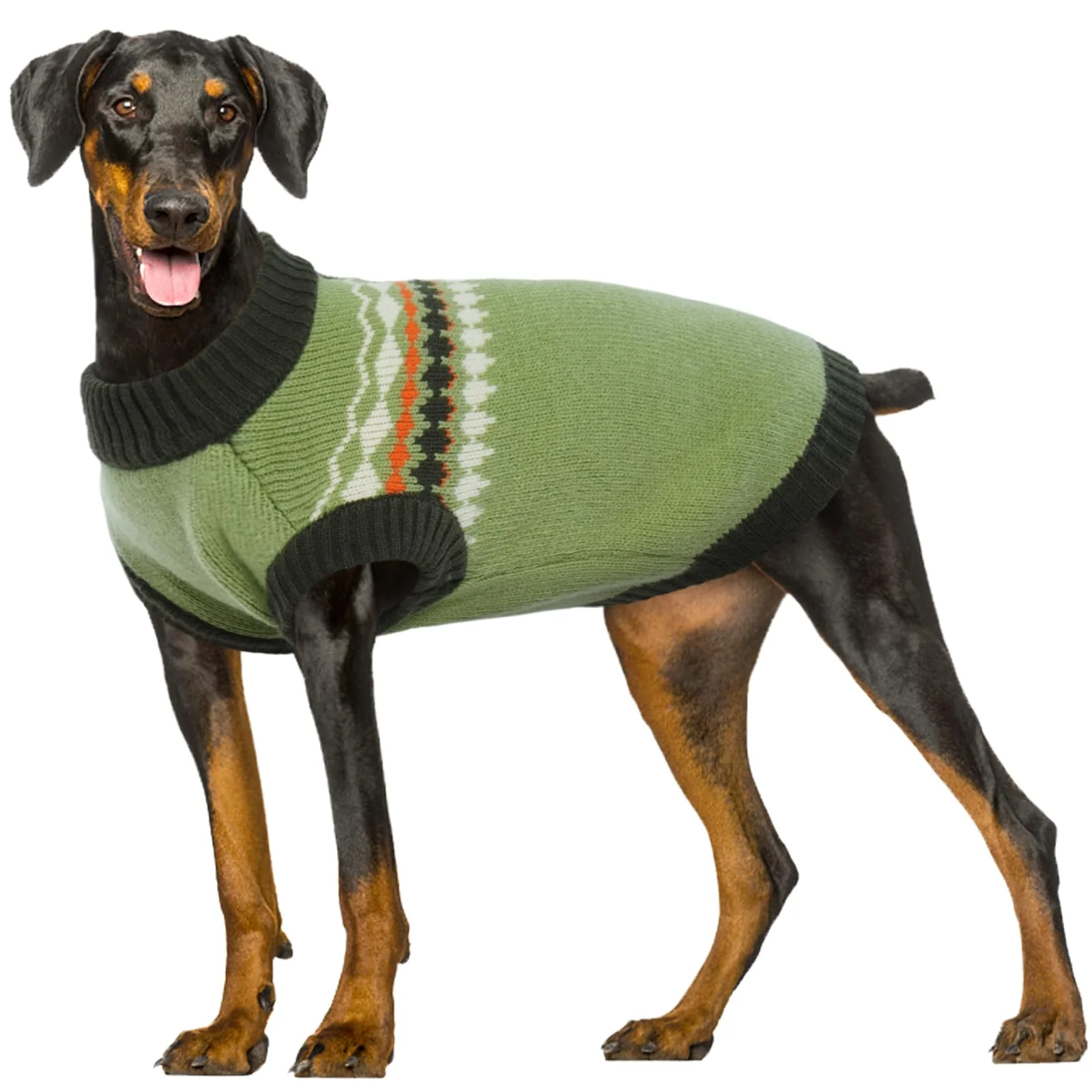Fast Kuoser Dog Sweater XL Green – Large Size Knitwear for Dogs Christmas Holiday Pullover Detailed