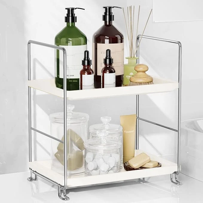 Convenient FSyueyun 2-Tier Bathroom Countertop Organizer Tool-Less Installation Premium Plastics Makeup Shelf Organizer Perfume Skincare for Dresser Vanity Tray Organizers and Storage Sliver About ThisOverview Reliable