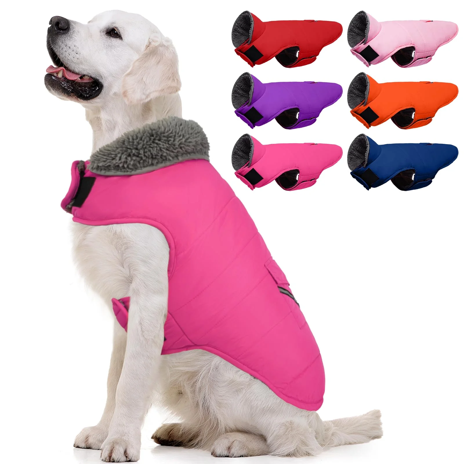 First-Class MIGOHI Warm Dog Winter Coat — Reflective Windproof Fleece Jacket with Leash Hole Smooth