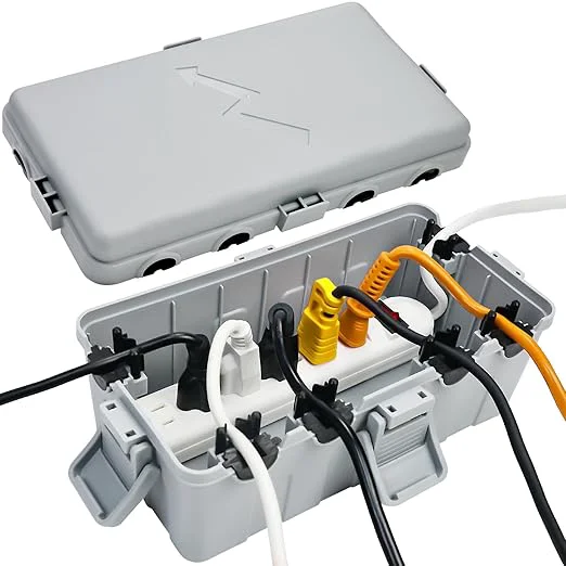 Sustainable Hrensaw Medium Outdoor Electrical Box 10.6x5.5x4.5inch IP54 Waterproof Extension Cord Cover w 6 Cable Entry Weatherproof Connection Box Protect Power Strip Timer Plug Holiday Lights GreyAbout ThisOverview User-Friendly