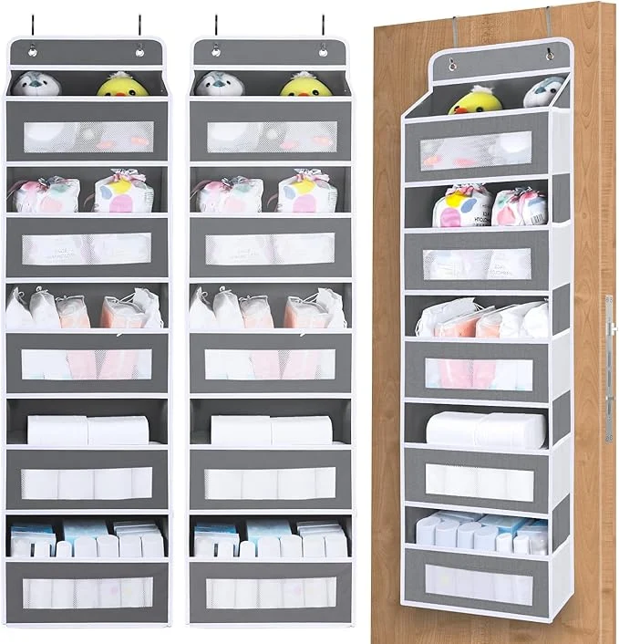 User-Friendly 2 Pack Over The Door Organizer Storage 5 Shelf Hanging Door Organizer with 10 Large Capacity Pockets Anti Tilt 44 lb Load Behind Door Storage for Bedroom Bathroom Pantry Nursery Grey About ThisOverview Verified