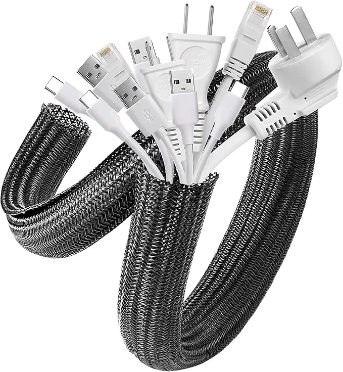 Long-Lasting AGPTEK Cable Sleeve Cover 2Pack 5ft - 1.8 inch Desk Cord Organizer Cable Hider Home Office Wire Management Computer TV Wire Loom Tubing Pet Proof Cord Protector from Cat Dog Chewing BlackAbout ThisOverview Refined