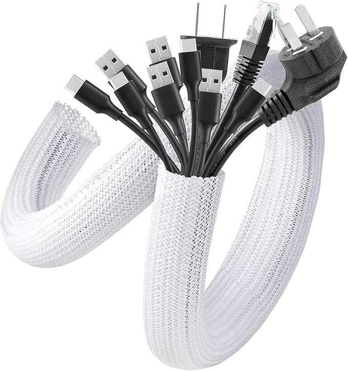 Soft AGPTEK Cable Sleeve Cover 2Pack 5ft - 1.6 inch Desk Cord Organizer Cable Hider Home Office Wire Management Computer TV Wire Loom Tubing Pet Proof Cord Protector from Cat Dog Chewing WhiteAbout ThisOverview High-Grade