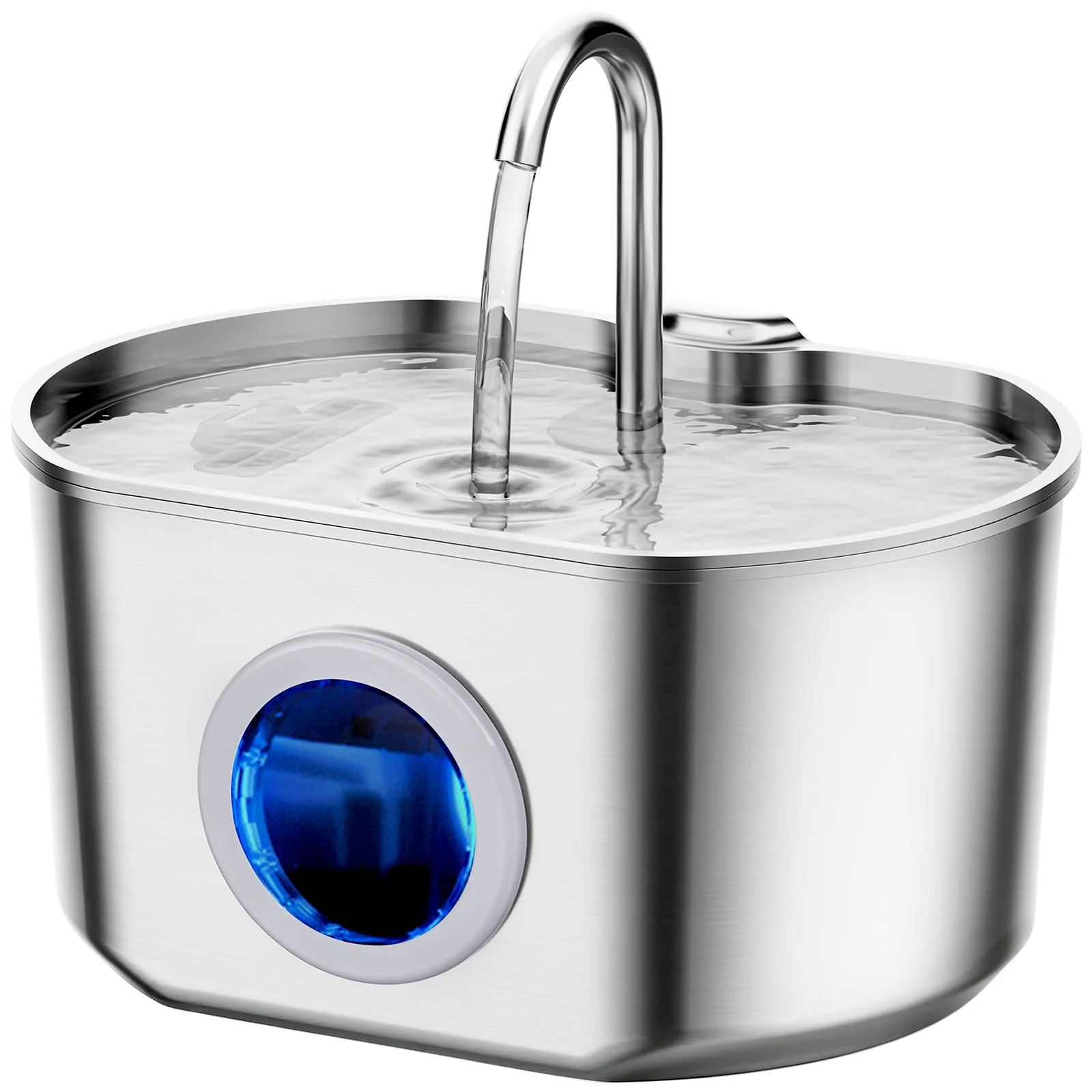 Carefully Designed Nea Cat Water Fountain Stainless Steel 74oz 2.2L — Quiet Filtration Water-Level Window Breathable