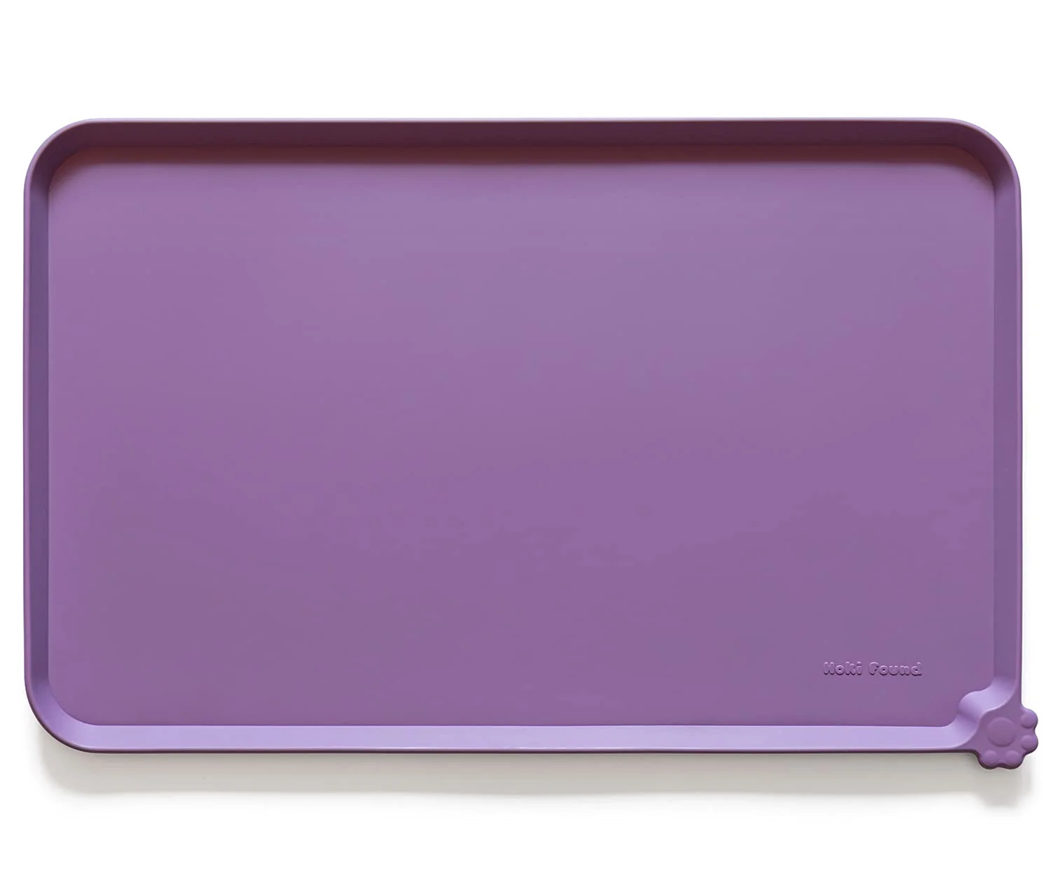Durable Hoki Found L Silicone Pet Food Mat with Higher Lip - Amethyst 22 x 14 in Non-Slip Waterproof Secure