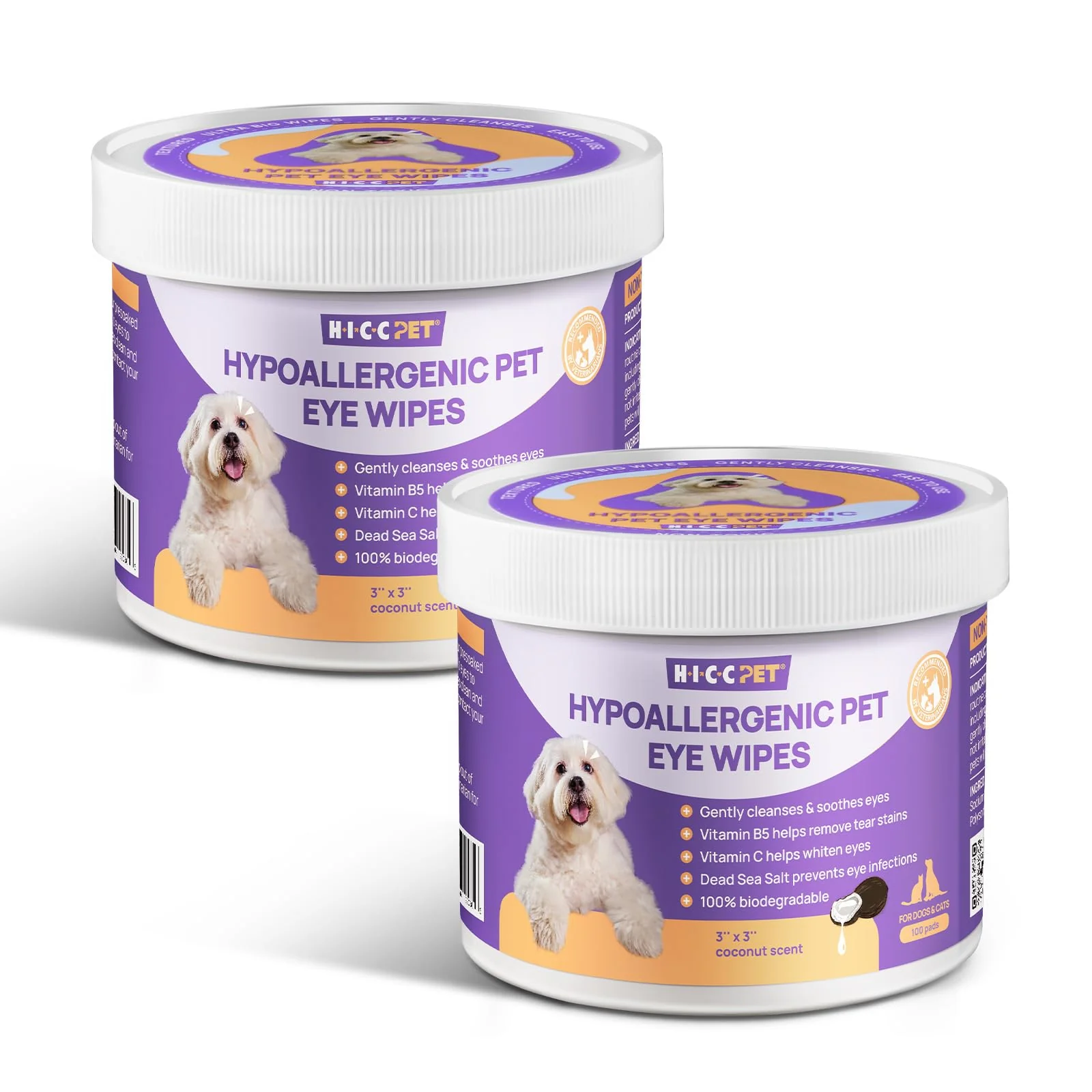 Artisan HICC PET Eyes Wipes for Dogs Cats – Vet- Eye Cleaning Tear Stain Debris Removal 200pcs Secure