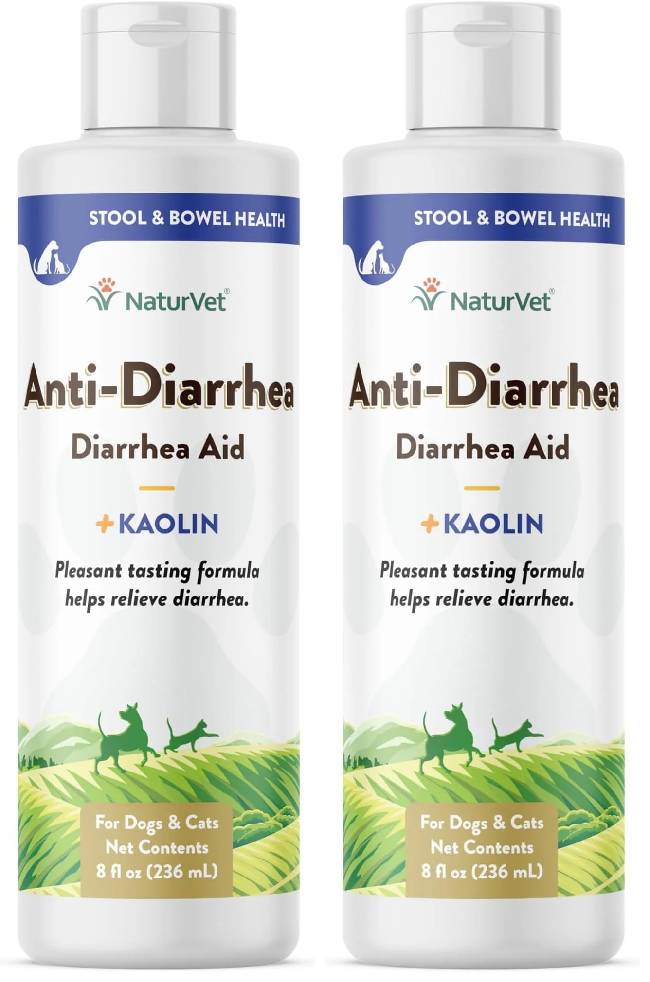 Next-Generation NaturVet Anti-Diarrhea Liquid with Kaolin – Digestive Support for Dogs Cats 8 oz Pack of 2 Long-Lasting