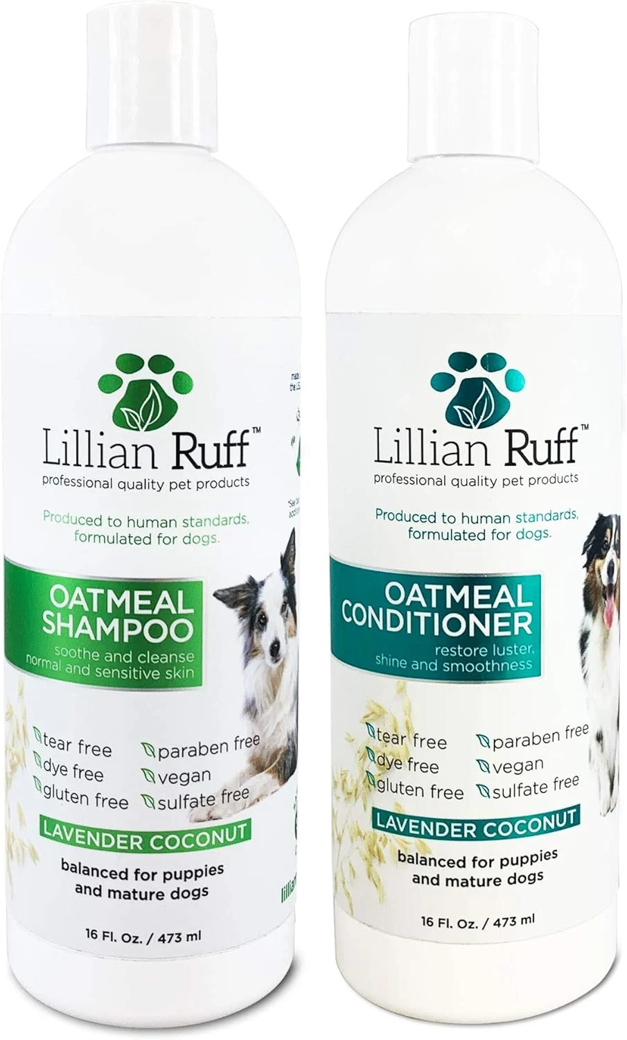 Refined Lillian Ruff Calming Oatmeal Pet Shampoo Conditioner for Dry Skin Itch Relief with Aloe Hydrating Essential Oils - Replenish Moisture Deodorize - Dog Shampoo Conditioner for Sensitive Skin Breathable