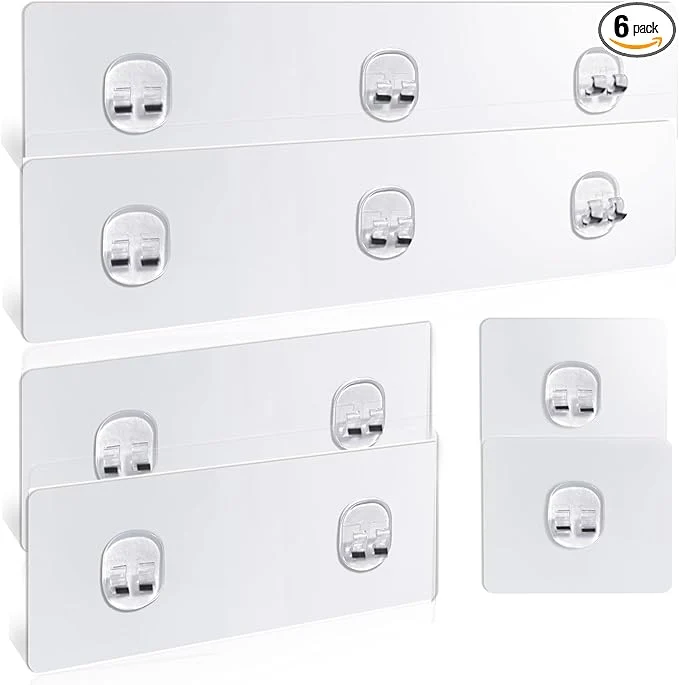Exceptional Strong Adhesive Shower Caddy 6 Pack No Drill Adhesive Hooks for Bathroom Kitchen Holds 40lbs Waterproof Transparent Strips for Tile Glass Smooth WallsAbout ThisOverview Flexible