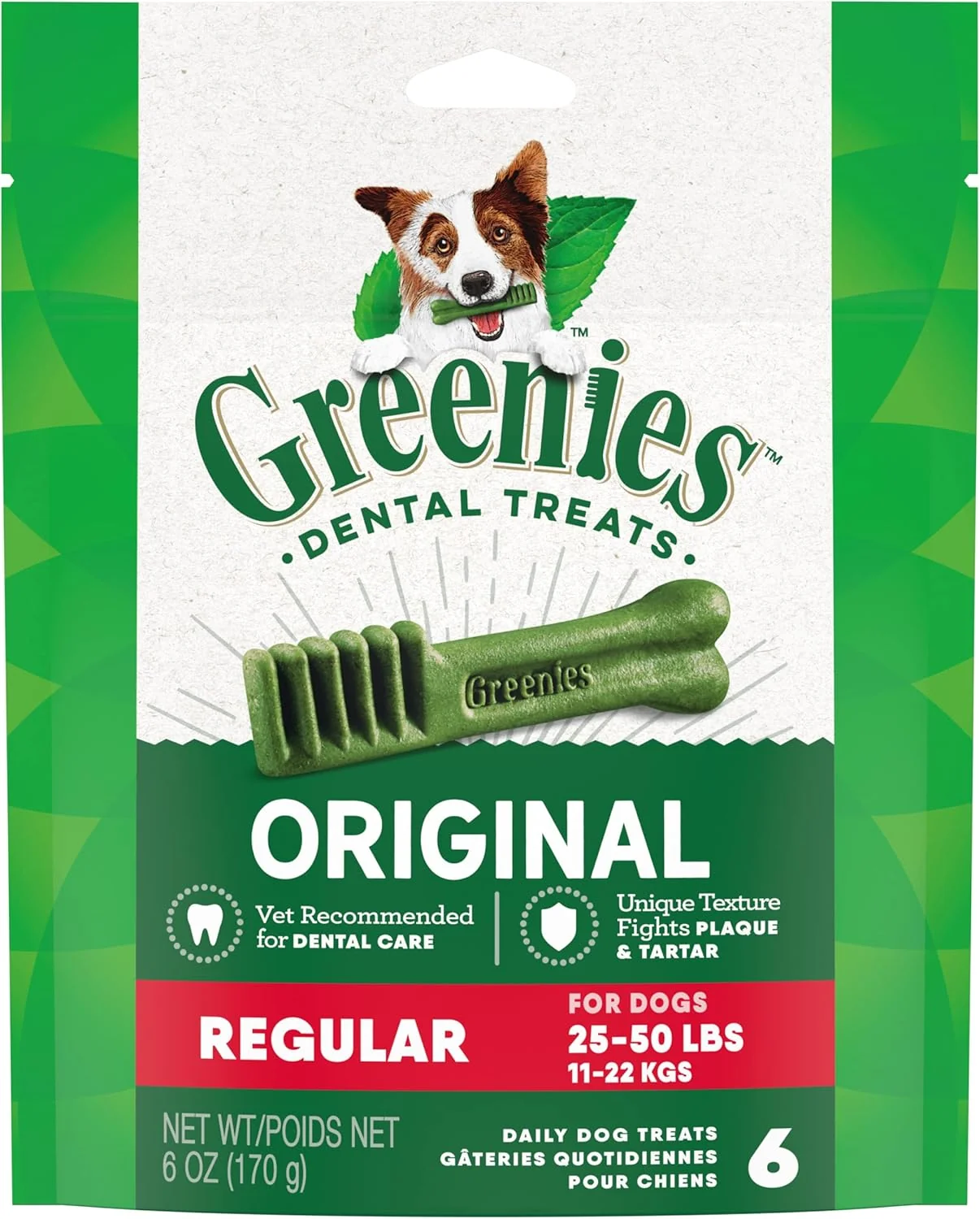 User-Friendly Greenies Regular Dental Dog Treats 6 oz. Pack 6 Treats Fashionable