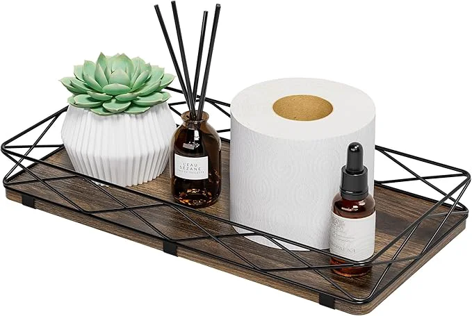 Elite Toilet Paper Basket Holder 13 Toilet Tank Tray Wood and Metal Toilet Tray Vanity Organizer Bathroom Tray Kitchen Sink Organizer for Soap Dispenser Brown Black About ThisOverview Outstanding
