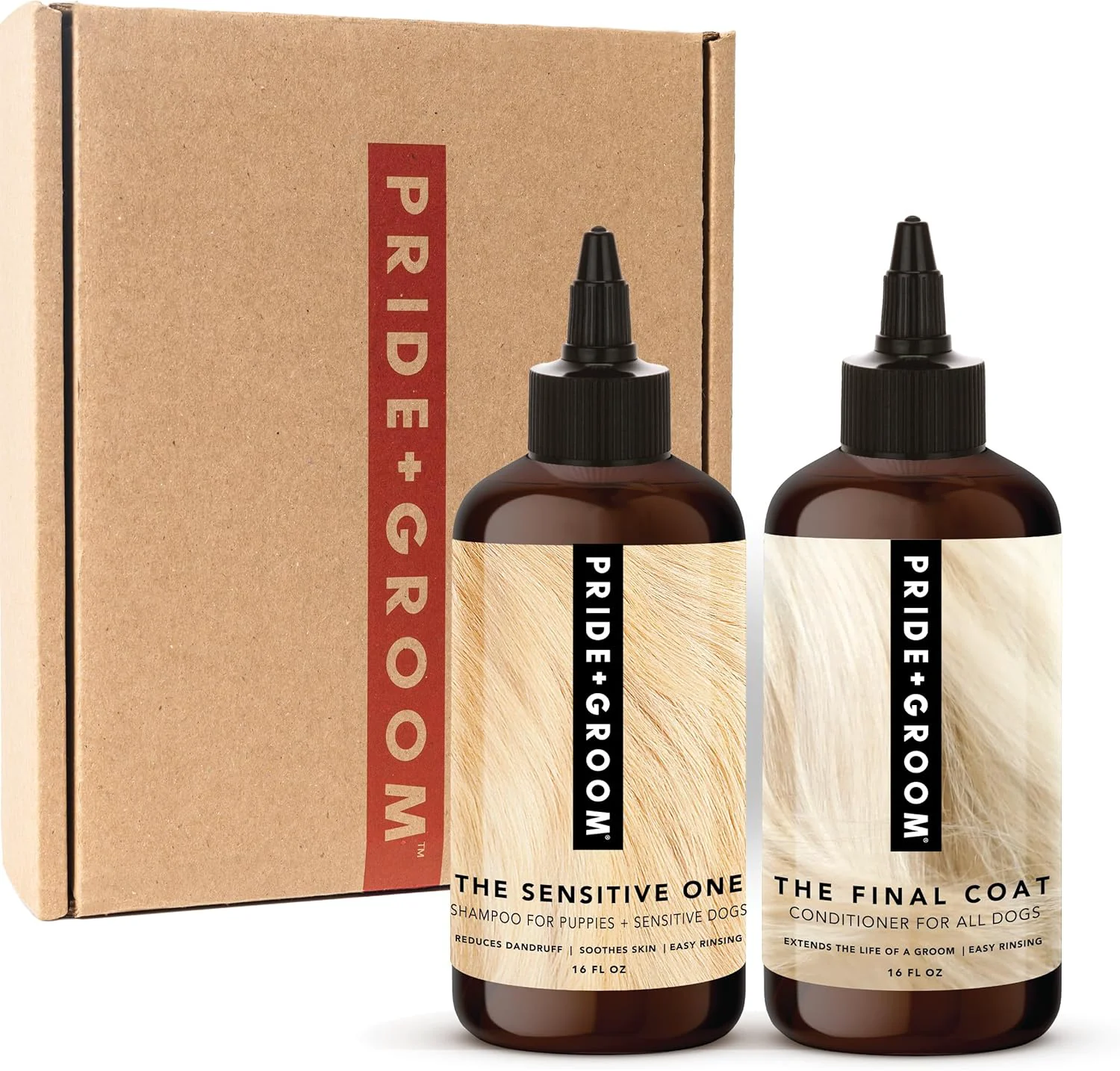 Excellent Pride and Groom The Sensitive One Box Set – Dog Shampoo Conditioner with All Natural Blend of Essential Oils Ingredients to Soothe Nourish Untangle for Long Lasting Shine Manageability – 32oz Unique