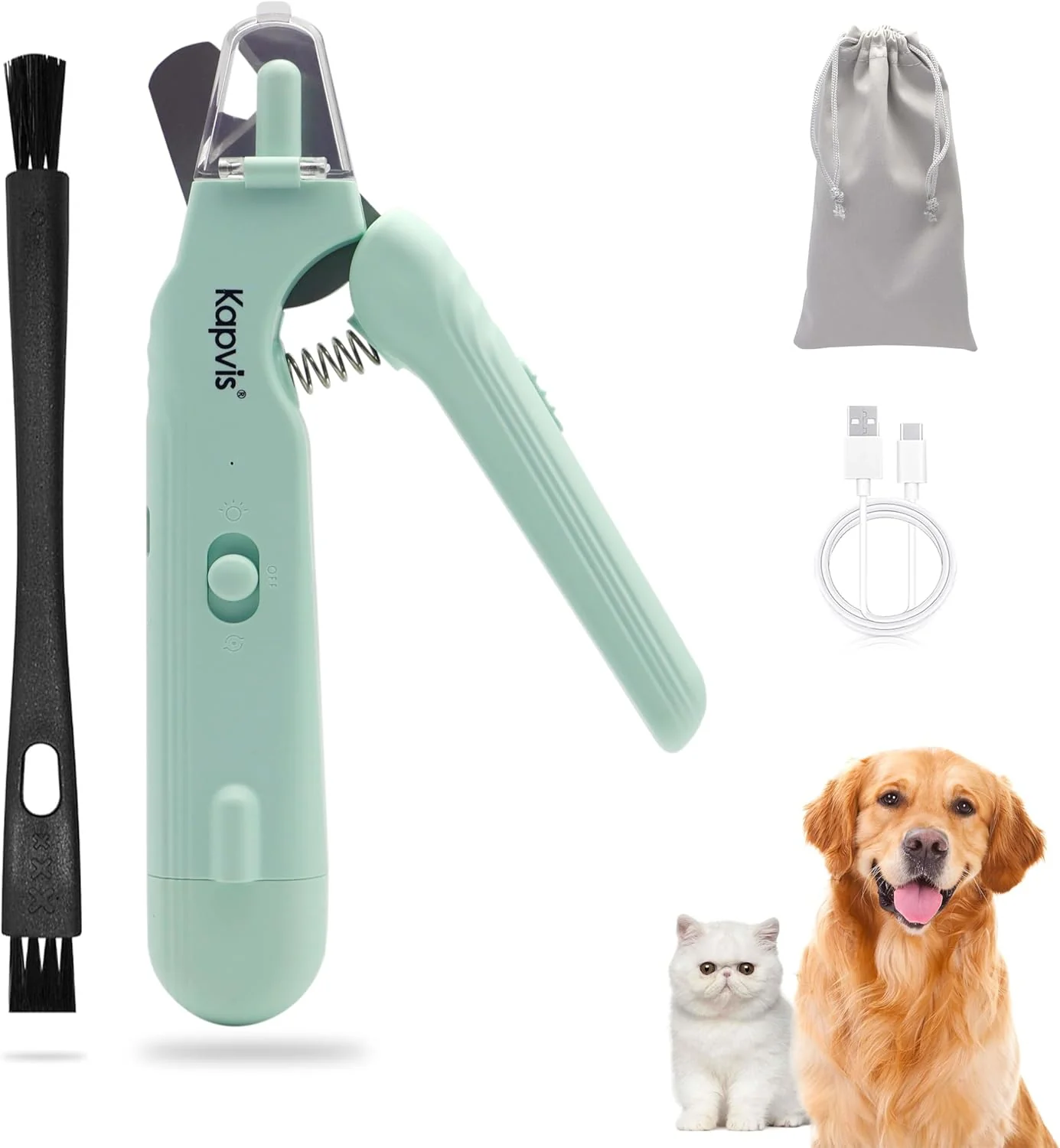 Trendy 2-in-1 Dog Cat Nail Clipper and Grinder LED Lights Safety Guard for Large Medium Small Dogs Cats Claw Trimmer Claw Grooming Tool for for Cats and Small Dogs Classic