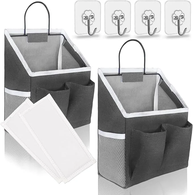Soft 2pcs Wall Hanging Baskets for Organizing Hanging Storage Bag as Over the Door Organizer Wall File Organizer Rv Storage and Organization. For Bedroom Office Camper Black-Upgraded About ThisOverview Premium Material