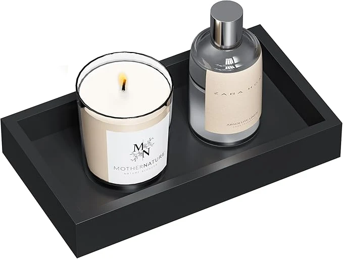 Dependable ZHWS Small Bathroom Vanity Tray for Countertop Makeup Perfume Decor Candle Jewelry Small Kitchen Tray for Soap Dispenser Spice Sponge Holder Black Toilet Tray 7.9 L x 4.4 W x 1.14 HAbout ThisOverview Convenient