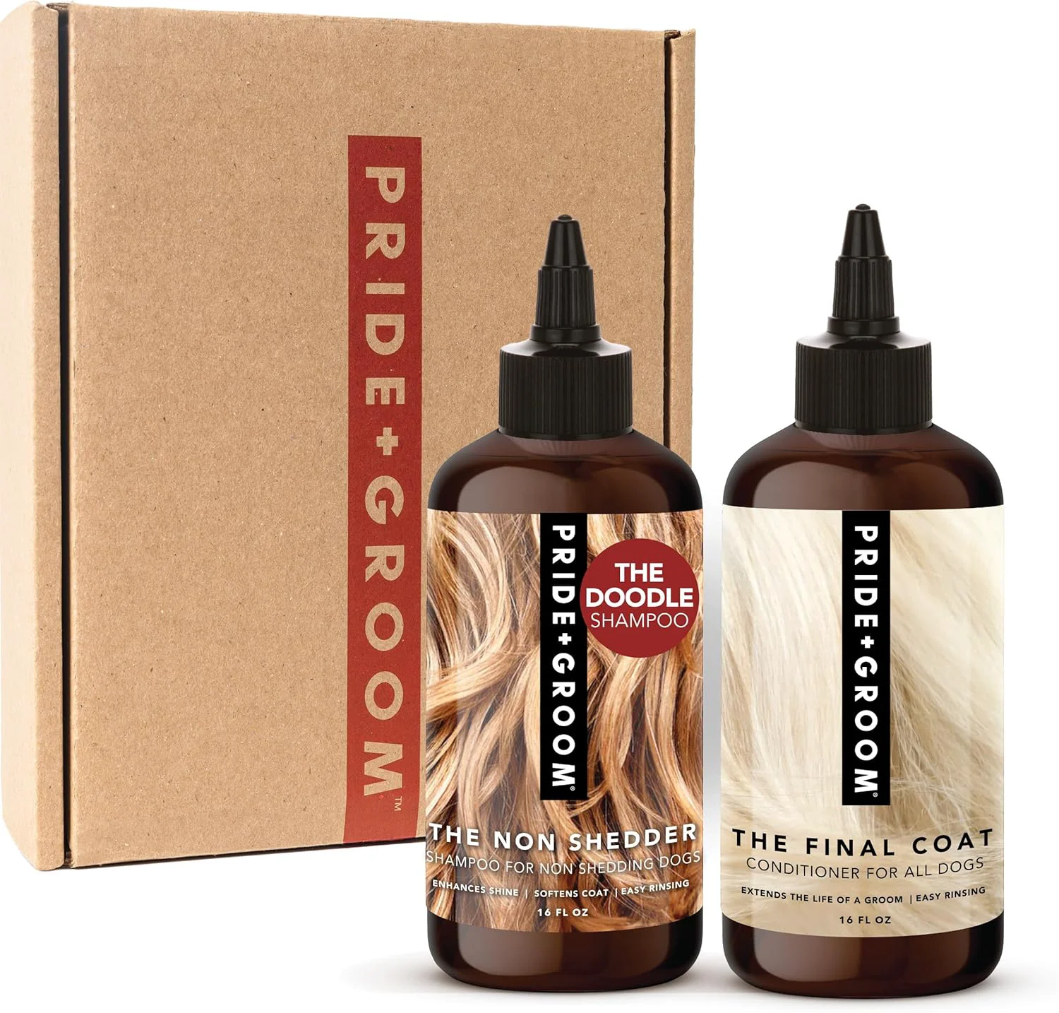 Unique Pride and Groom The Non Shedder Box Set – Dog Shampoo Conditioner with All Natural Blend of Essential Oils Ingredients to Heal and Nourish for Long Lasting Shine Manageability – 32oz Exceptional