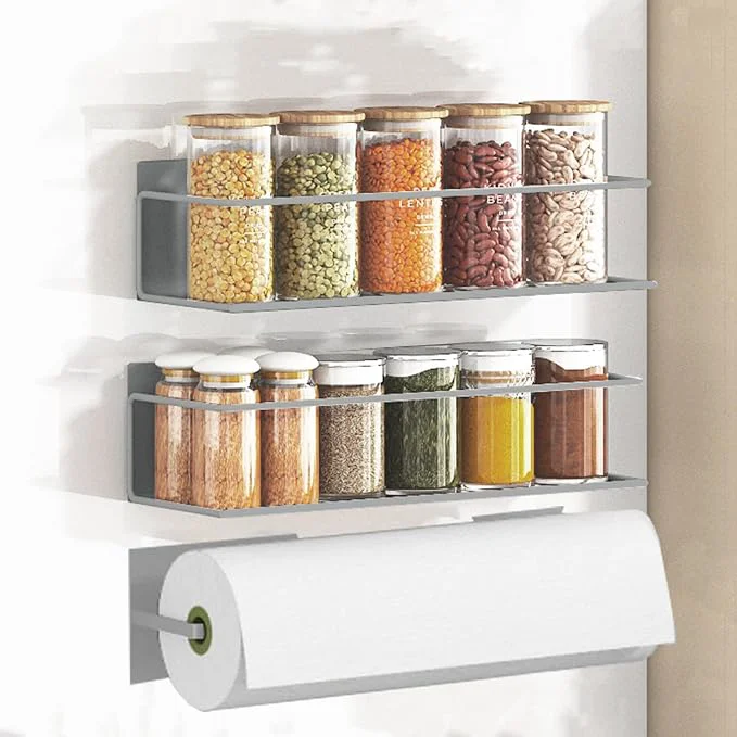 Soft Magnetic Spice Rack For Refrigerator Space Saving Magnetic Shelf For Fridge Grey 2 Pack With Magnetic Paper Towel HolderAbout ThisOverview Refined