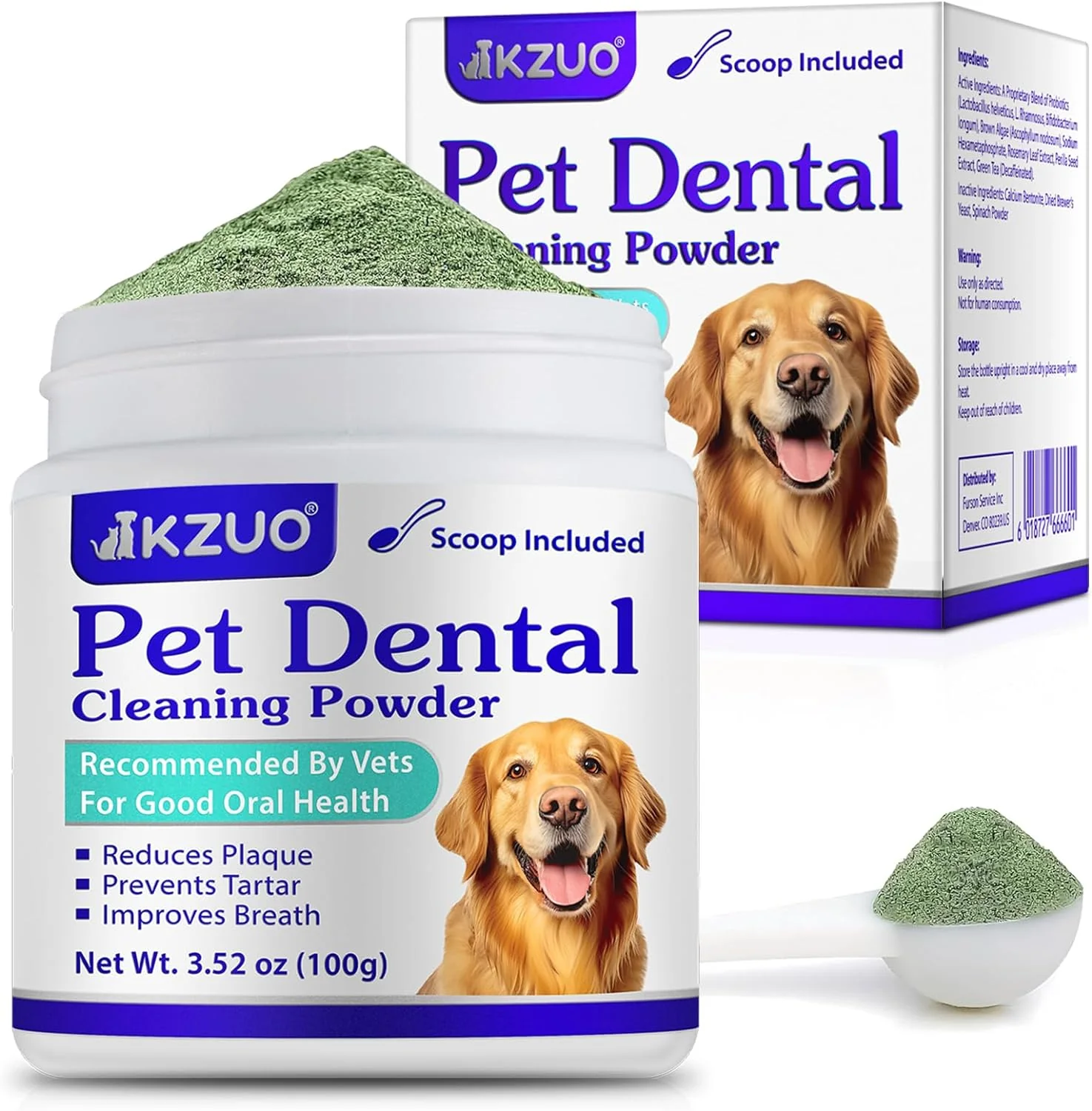 Relaxed Dog Teeth Cleaning Powder - Dog Dental Powder - Plaque Off Pet Tooth Cleaning lab co - Targets Tartar Reduces Plaque Bad Breath - Teeth Cleaning Made Easy Convenient