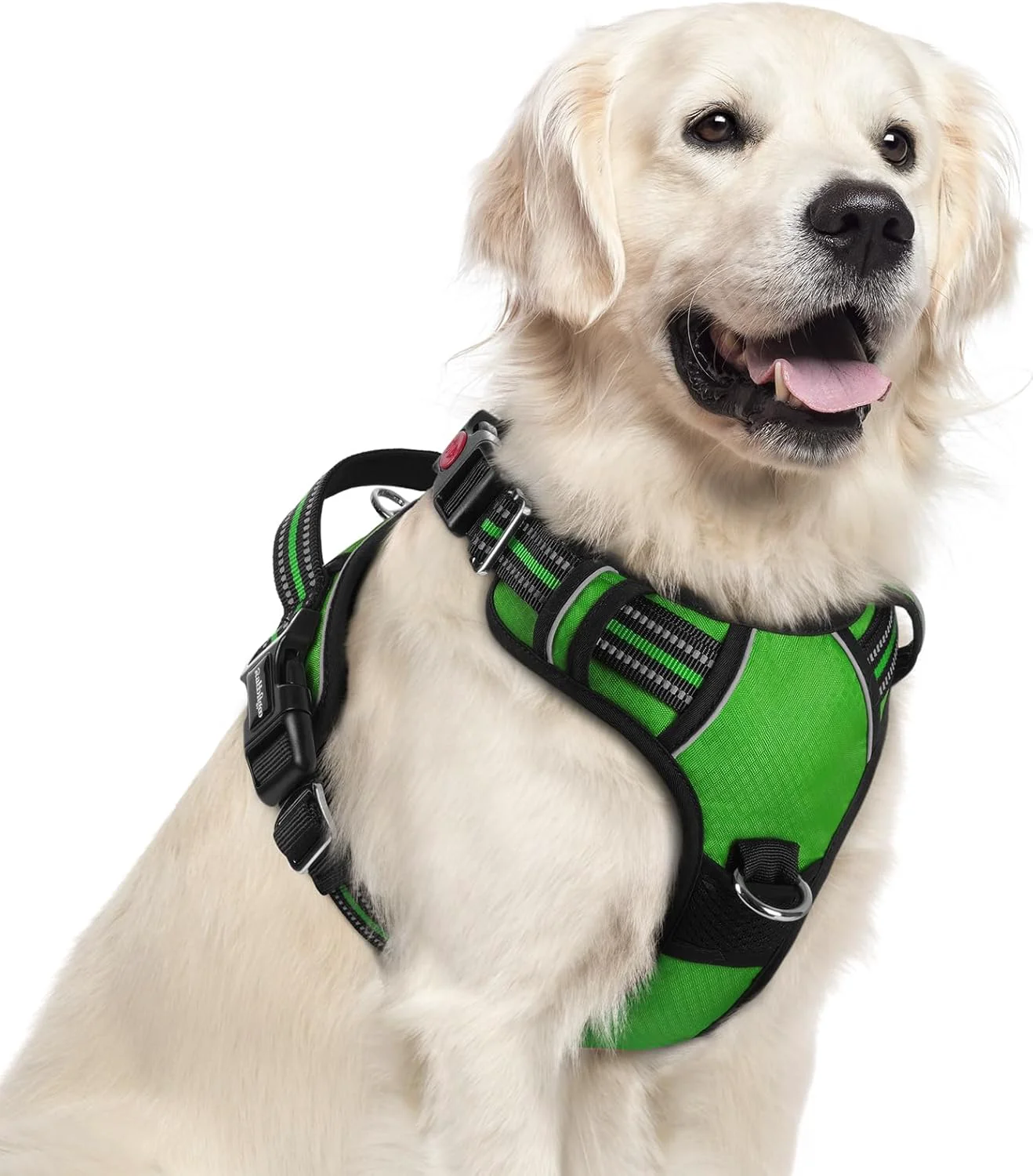 Advanced rabbitgoo Dog Harness for Large Dogs No Pull Pet Vest with 3 Buckles Adjustable Soft Padded Pet Harness with Easy Control Handle and Reflective Strips Green XL Reusable