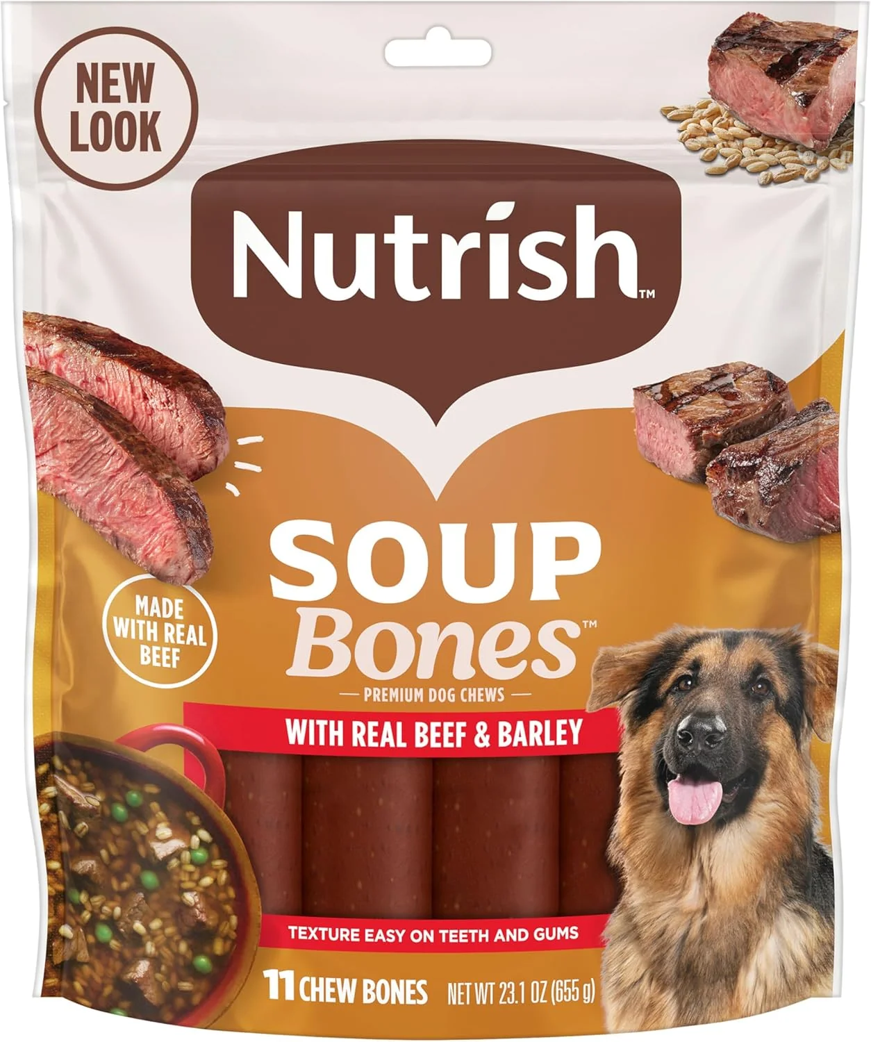 Sustainable Nutrish Soup Bones Premium Dog Chews with Beef and Barley 11 Chews Packaging May Vary Rachael Ray Environmentally Friendly