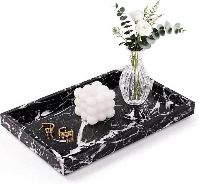 Original Design Marble Bathroom Tray for Countertop Home Decor Natural Decorative Marble Tray for Jewelry Perfume Organizer Luxury Stone Vanity Trays for Dresser Kitchen Counter 12 x 8 BlackAbout ThisOverview Effective
