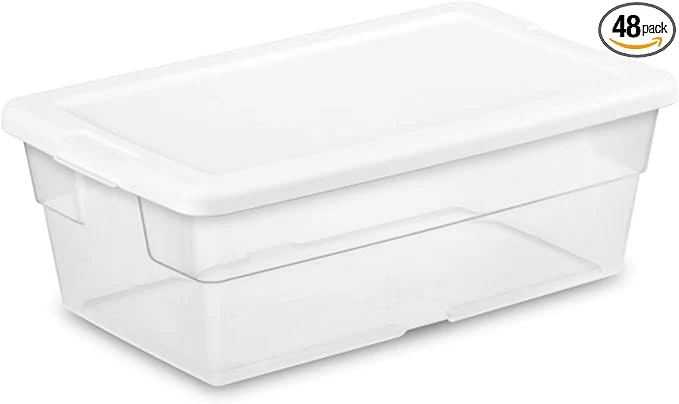 Sophisticated Sterilite 48-Pack 6 Quart Storage Box Stackable Clear Plastic Bins with Snap-On Lids – Heavy-Duty Organizing Containers for Closet Bathroom OfficeAbout ThisOverview Natural