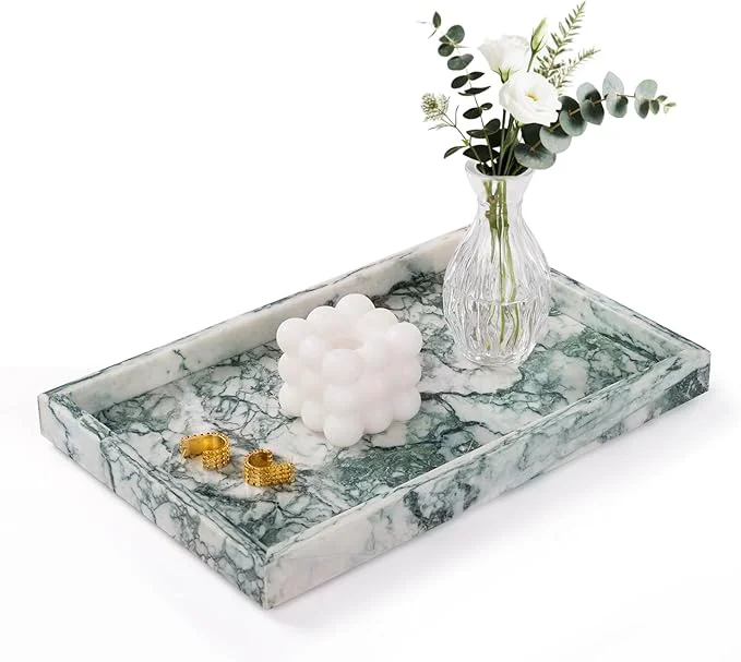 Premium Marble Bathroom Tray for Countertop Home Decor Natural Decorative Marble Tray for Jewelry Perfume Organizer Luxury Stone Vanity Trays for Dresser Kitchen Counter 12 x 8 Jade GreenAbout ThisOverview Elite