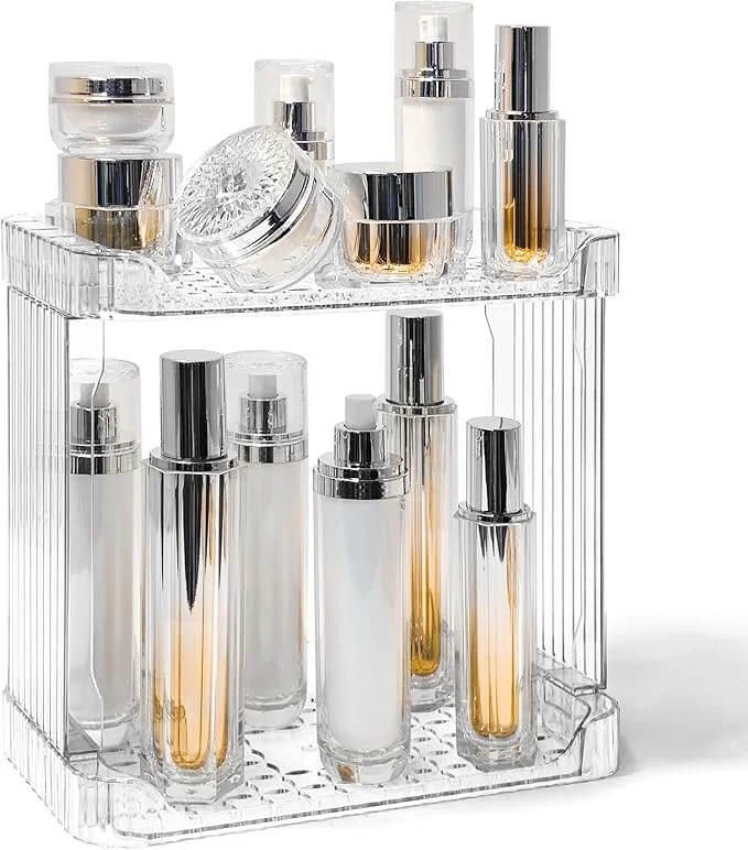 Sustainable Bathroom Counter Organizer Cosmetics Skincare Organizers Skincare Makeup Organizer Countertop Holder for Perfume-2 Tier-ClearAbout ThisOverview Quality