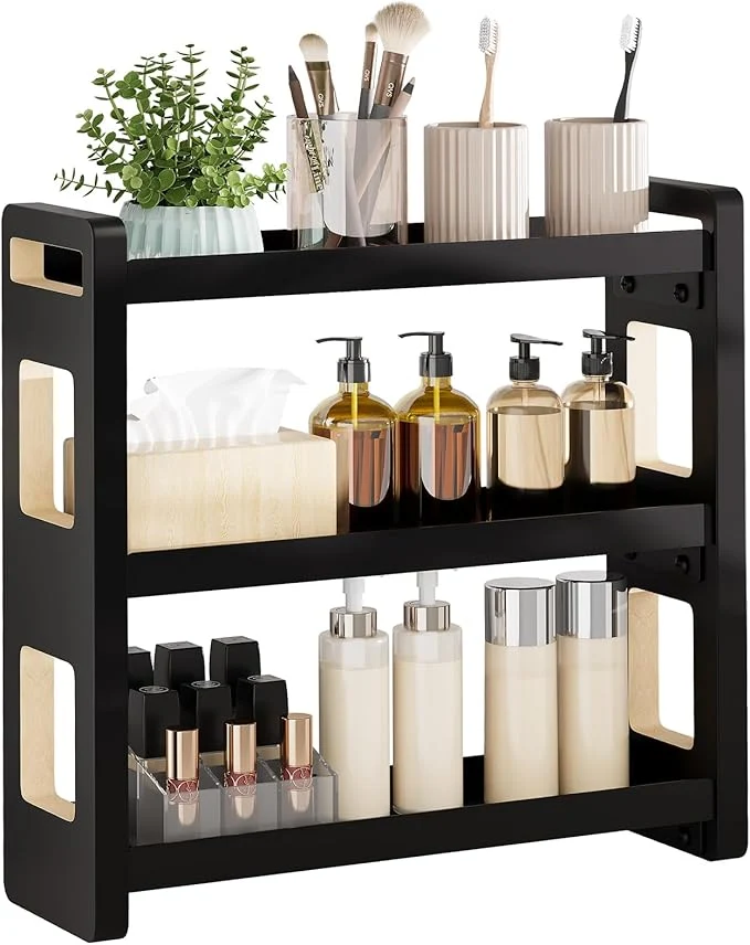 Sophisticated Bathroom Counter Organizer Bathroom Counter Shelf Bathroom Organizers Under Sink Organizer Cologne Organizer For Men Cologne Cabinet Spice Rack Organizer for Cabinet Gifts Black 3 Tier About ThisOverview Recyclable