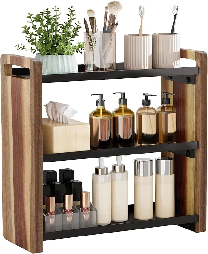 Enhanced Bathroom Counter Organizer Bathroom Counter Shelf Bathroom Organizers Under Sink Organizer Cologne Organizer For Men Cologne Cabinet Spice Rack Organizer for Cabinet Gifts Brown 3 Tier About ThisOverview Refined
