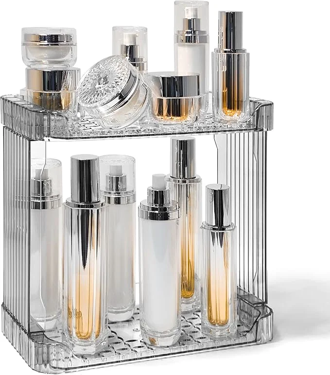 Casual Bathroom Counter Organizer Cosmetics Skincare Organizers Skincare Makeup Organizer Countertop Holder for Perfume-2 Tier-GreyAbout ThisOverview Outstanding