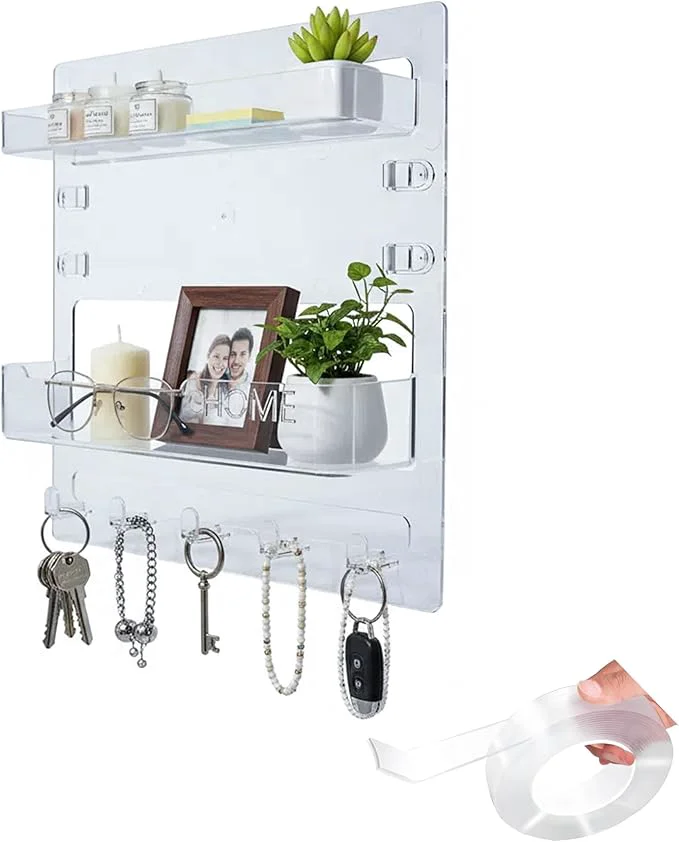 Exclusive Bedside Shelf with Nanotape No Drill Wall Mounted Organizer for Phone Remote Floating Charging Shelf for Dorm Apartment RV Small Space Bedroom Decor for College Girl ClearAbout ThisOverview Healthy