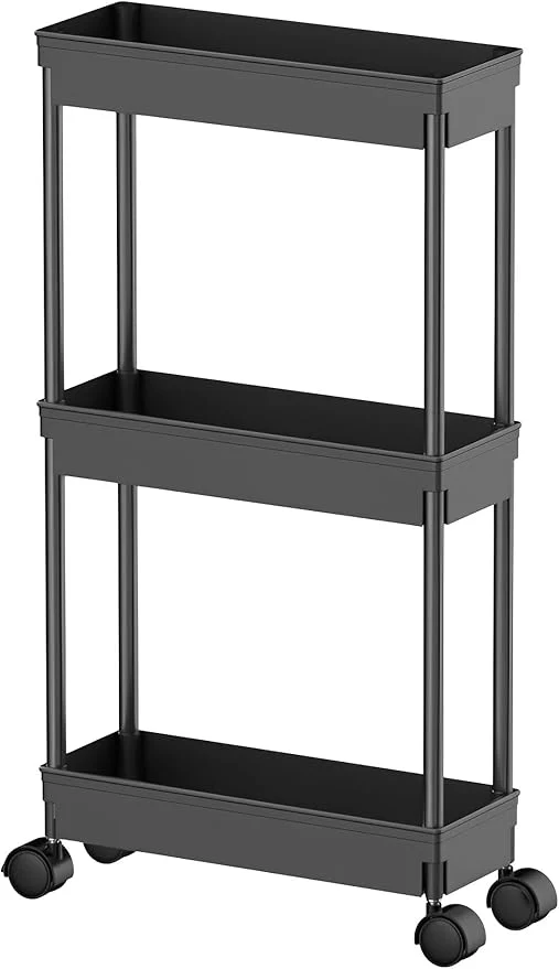 Versatile Sooyee 3-Tier Rolling Cart with Wheels Slim Narrow Storage Cabinet Under Desk Storage Organizer for Office Bathroom Kitchen Laundry Room Narrow Places BlackAbout ThisOverview Prestigious