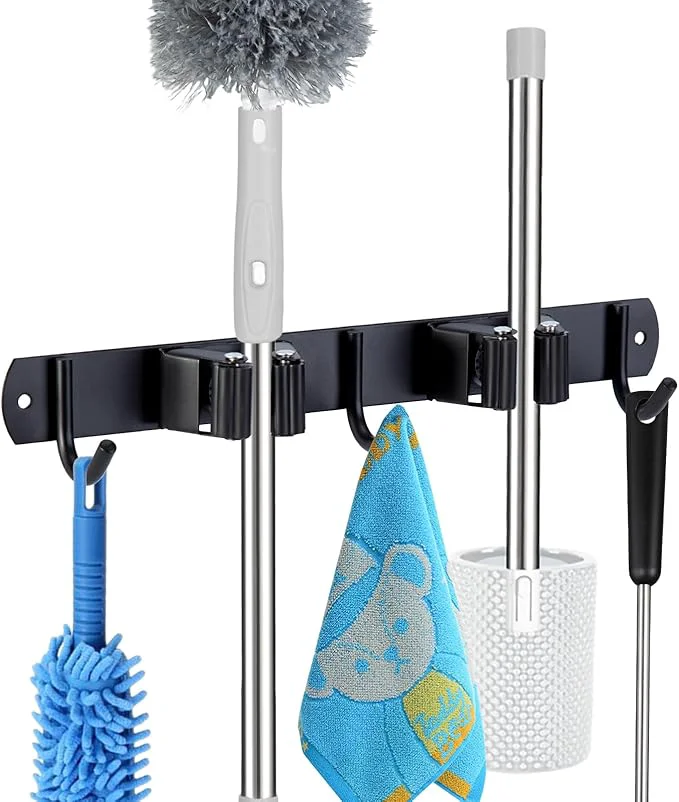 Trusted voze 2 Racks and 3 Hooks Mop and Broom Holder Wall Mount Self Adhesive Heavy Duty Broom Organizer Storage Tool Racks for Kitchen Garden Laundry GarageAbout ThisOverview High-Grade