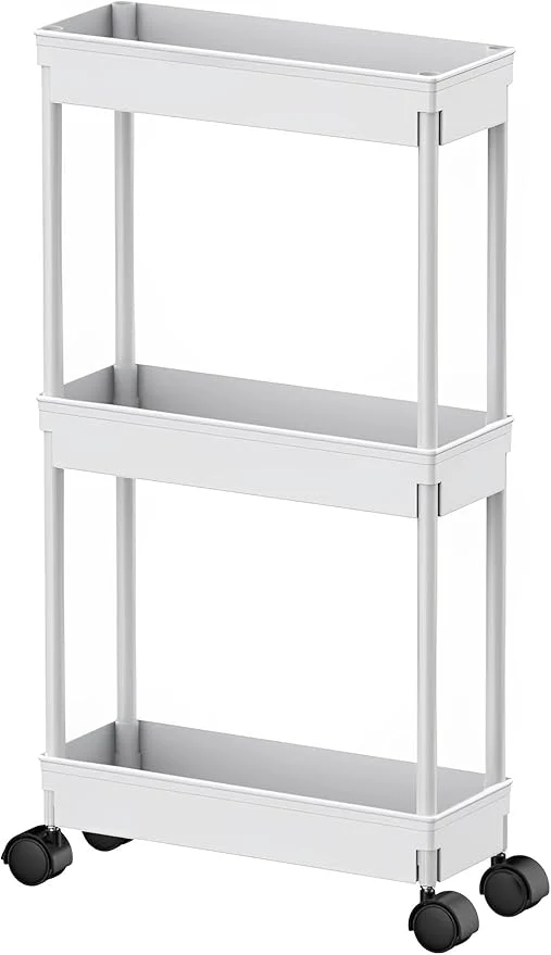 User-Friendly Sooyee 3 Tier Rolling Cart with Wheels Slim Storage Cart Under Desk Narrow Rolling Utility Cart Storage Organizer for Office Bathroom Kitchen Laundry Room Narrow Places WhiteAbout ThisOverview Soft