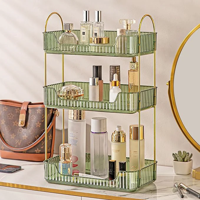 Secure Aveniee Bathroom Counter Organizer 3 Tier Perfume Skin Care Countertop Storage Shelf Vanity Makeup Tray for Cosmetic Skincare Lotion GreenAbout ThisOverview Reusable