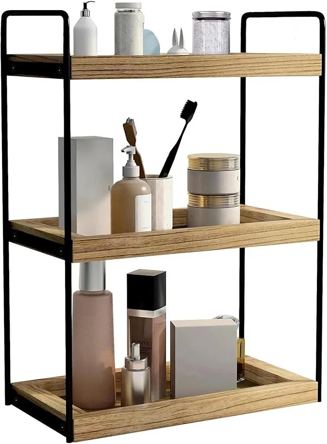 Casual Dorhors 3 Tier Bathroom Counter Organizer Countertop Bathroom Storage Shelf Counter Tray and Vanity Organizer Brown About ThisOverview Excellent