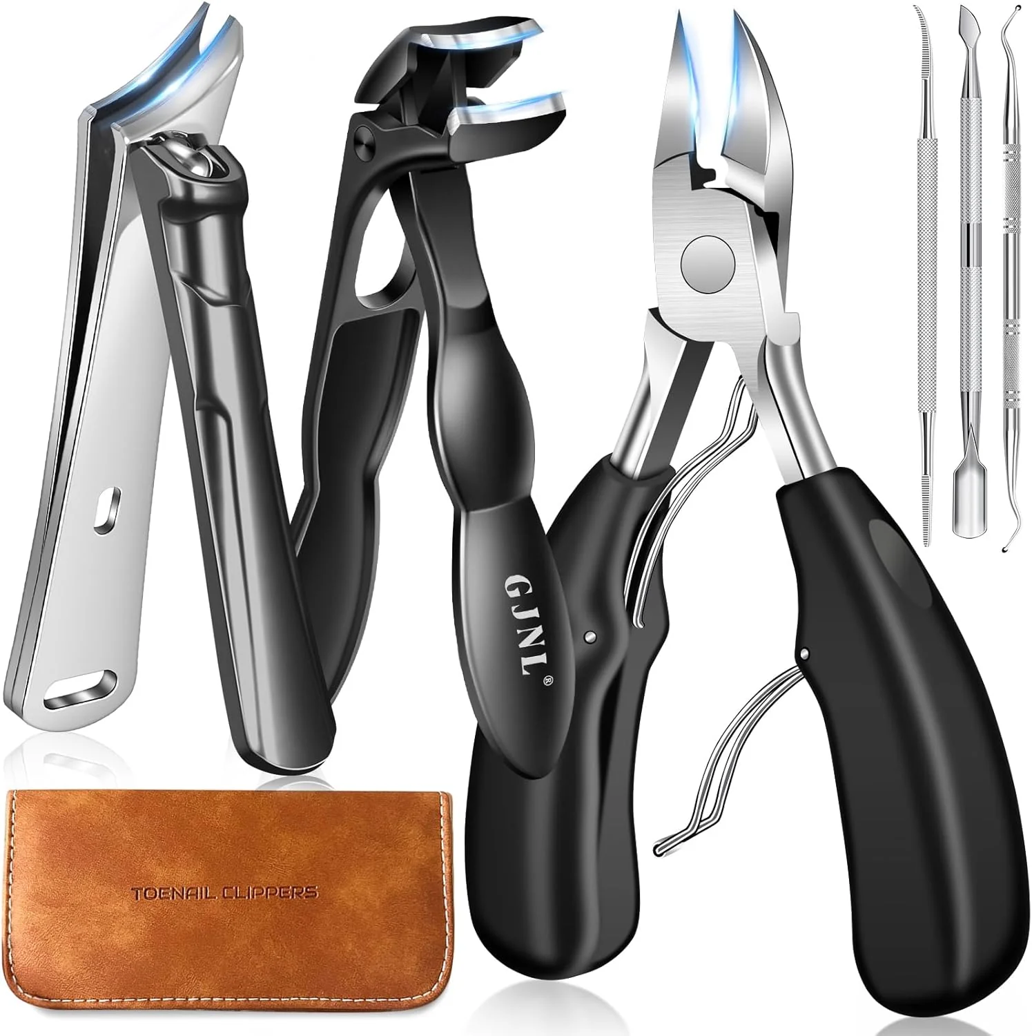 Lightweight Toenail Clippers for Seniors Ingrown Thick Toenails 2025 Angled Head Toe Nail Clippers with Catcher Heavy Duty 45° Slanted Toenail Clippers 37mm Wide Opening Nail Cutter with Long Handle 6PCS High-End