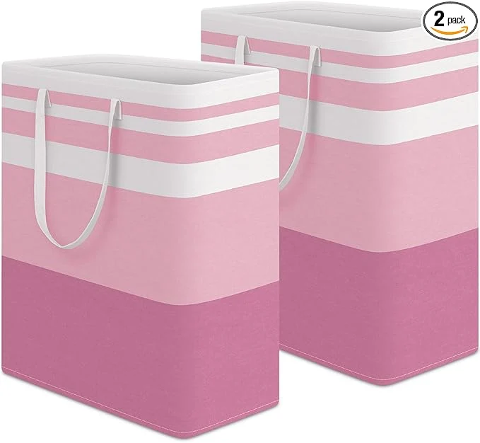 Recyclable HomeHacks 2 Pack Large Laundry Baskets Waterproof standing Laundry Hampers Collapsible Clothes Hamper with Reinforced Handles in Laundry College Dorm Bathroom Bedroom Pink 125Lx2 About ThisOverview Versatile
