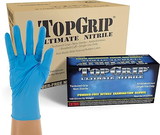 Enhanced TopGrip Nitrile Exam Gloves 6 Mil Disposable Powder Textured Case 1000 X-Large XLAbout ThisOverview User-Friendly
