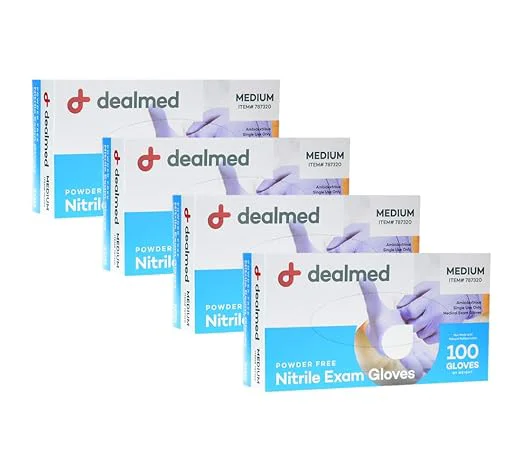 Relaxed med Nitrile Exam Gloves – 100 Count Medium Pack of 4 Disposable Non-Irritating Latex Multi-Purpose for First Aid Kit Medical Facilities MoreAbout This Classic