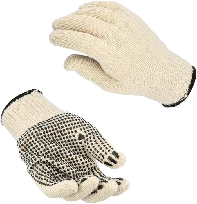 Exclusive PackagingSuppliesByMail PSBM Cotton Work Gloves with Dotted Grip Single Sided PVC Dots Provide Maximum Grip Original