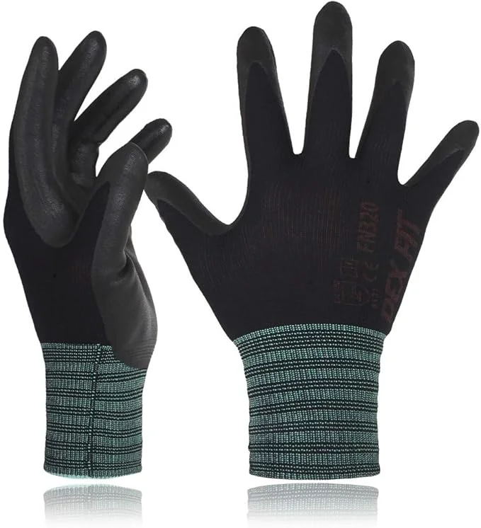 Pure DEX FIT Nylon Work Gloves FN320 3D Comfort Fit Power Grip Lightweight Breathable Touchscreen Gardening Yard Work Warehouse Delivery Driver Gloves Black 10 XL About ThisOverview Soft