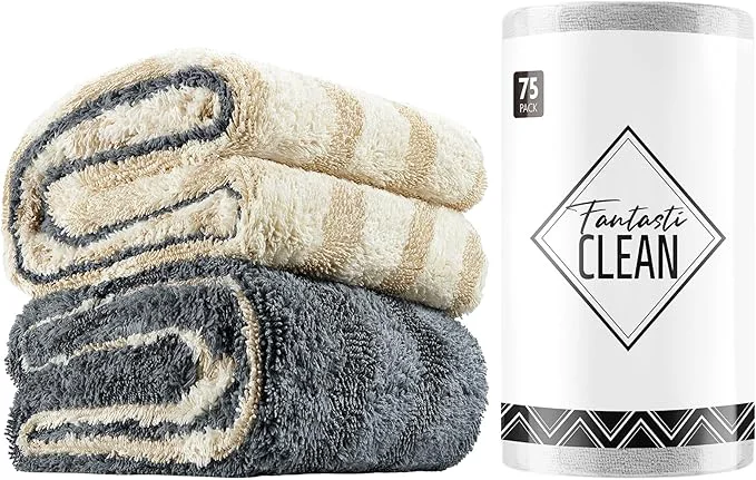 Durable lean Microfiber Towels Bundle 75 Sheets Tear Away Cleaning Cloth Roll and 2 Pack Premium Drying Towel for Home car OutdoorAbout This Easy-to-Use