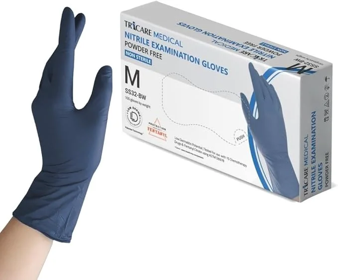Artisan Low Derma Nitrile Exam Gloves Chemo drug tested Latex Powder Berry Blue 3.5 mil S M L XL Clean