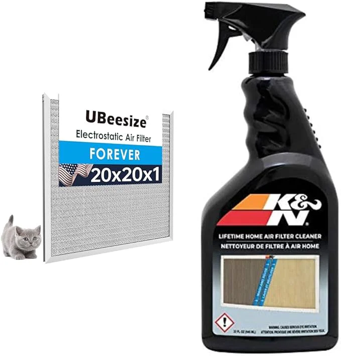 Safe UBeesize 20x20x1 Reusable Air Filter - Washable MERV 8 Permanent Electrostatic K N HVAC Filter Cleaner 32 Oz Spray Bottle Filter Cleaner and Refresher Restores K N HomeAbout ThisOverview Superior