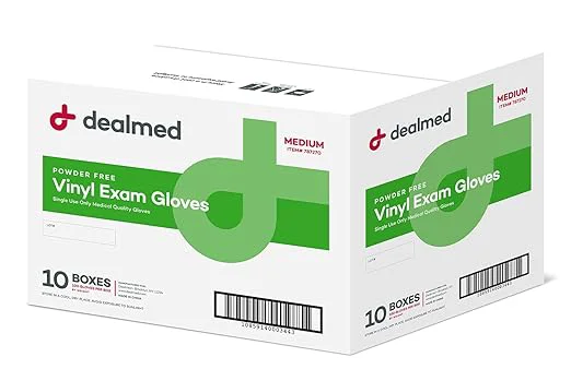 Smart med Vinyl Exam Gloves 1000 ct. Medium Medical Disposable Latex Gloves for First Aid Kit and Medical FacilitiesAbout ThisOverview Solid