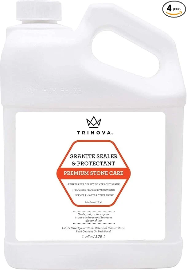 Durable TriNova Granite Sealer Protector – Stone Polish Protectant Care Product – Easy Maintenance for Clean Countertop Surface Marble Tile – No Streaks Stains Haze or Spots - 128 fl oz 4PK Lightweight