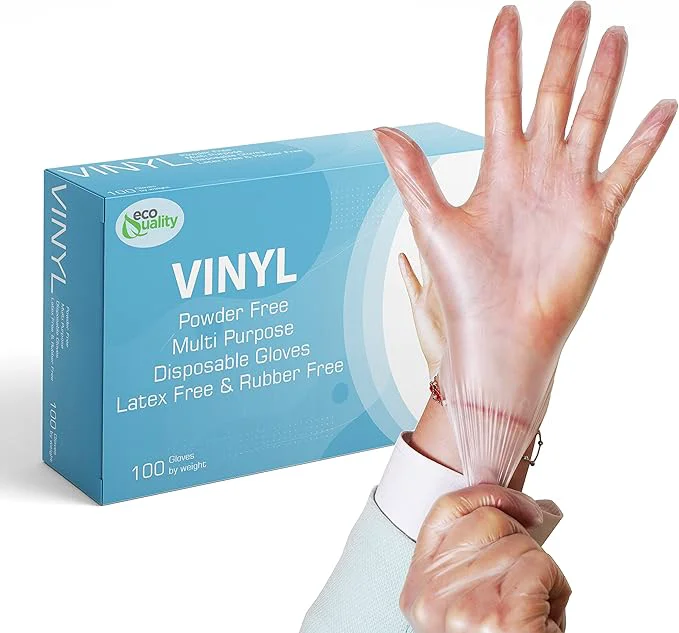 Recyclable EcoQuality Disposable Vinyl Exam Gloves Disposable Latex Medical Gloves Non-Sterile Food Safe Powder Cleaning Cooking 1000 Small Detailed